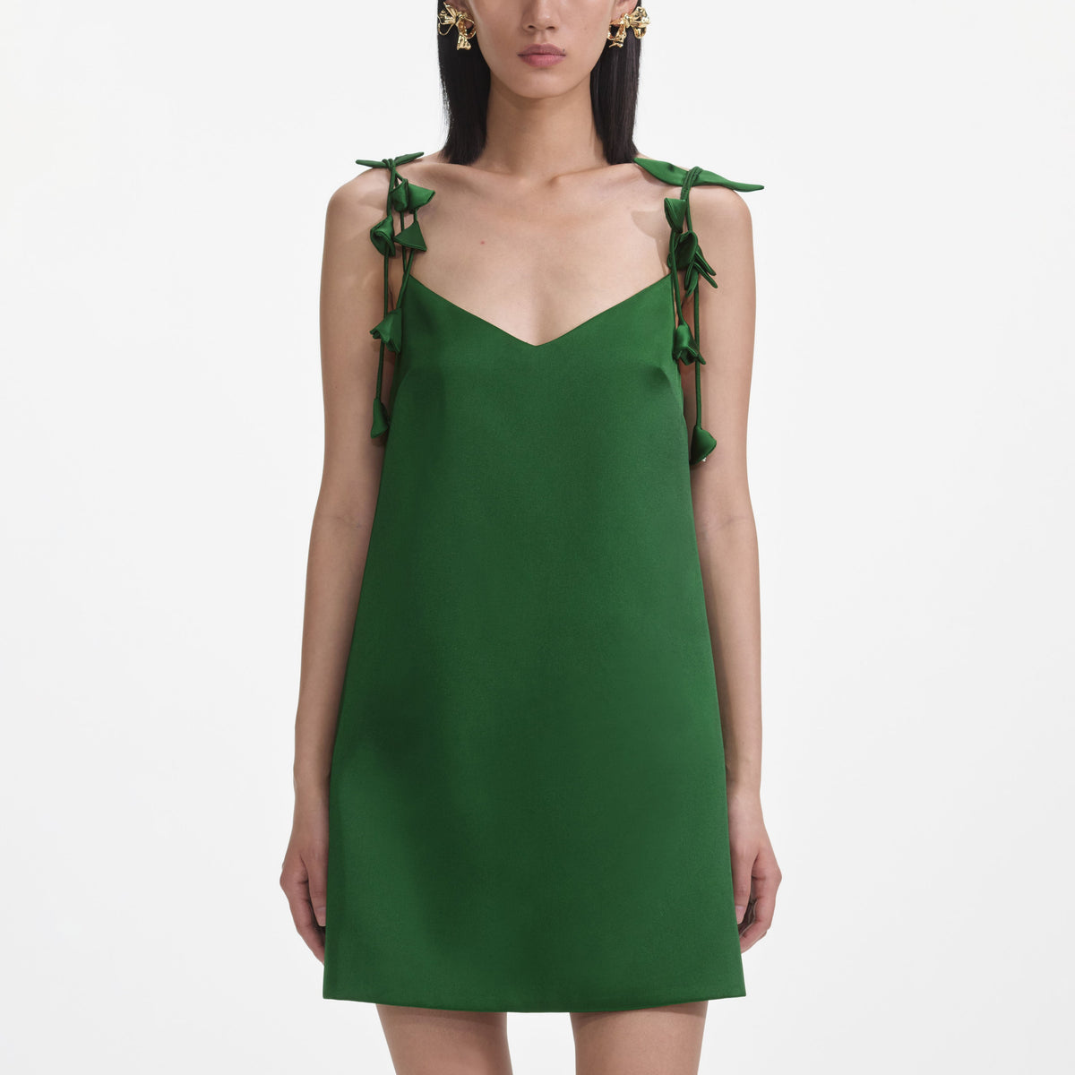 self portrait green mini dress self-portrait self-portrait Inserted Lace Ribbed Knit Mini Dress in Dark  Green