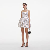 Cream Polka Dot Satin Mini Dress