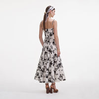 Floral Print Linen Midi Dress