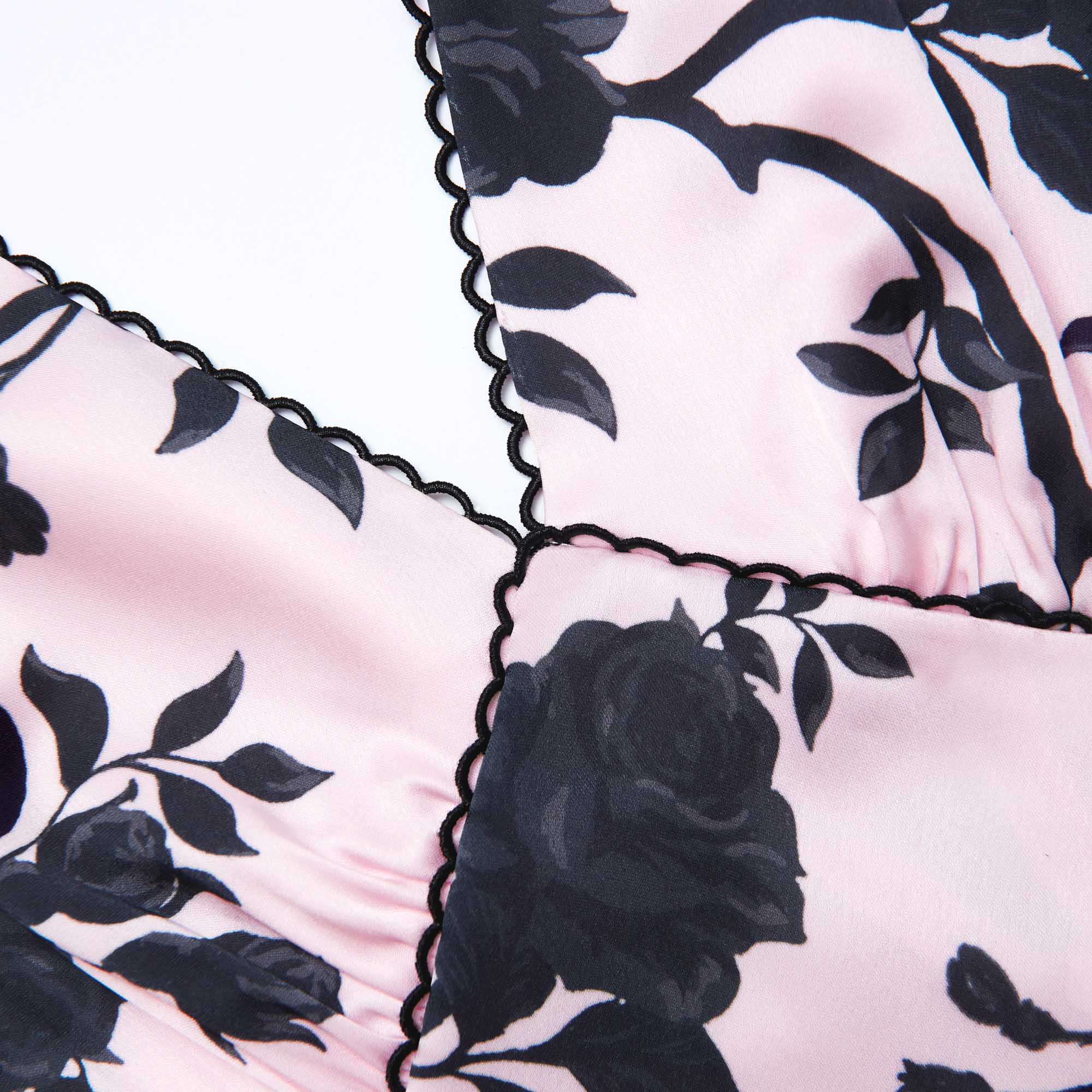 self portrait floral satin midi dress Self-portrait Satin Floral Print Midi Dress