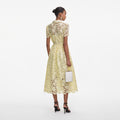 Yellow Lace Collared Midi Dress