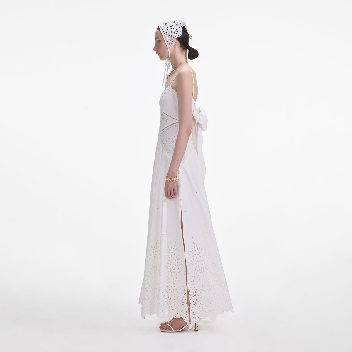 self portrait embroidered dress Self-Portrait Bow Embroidered Midi Dress