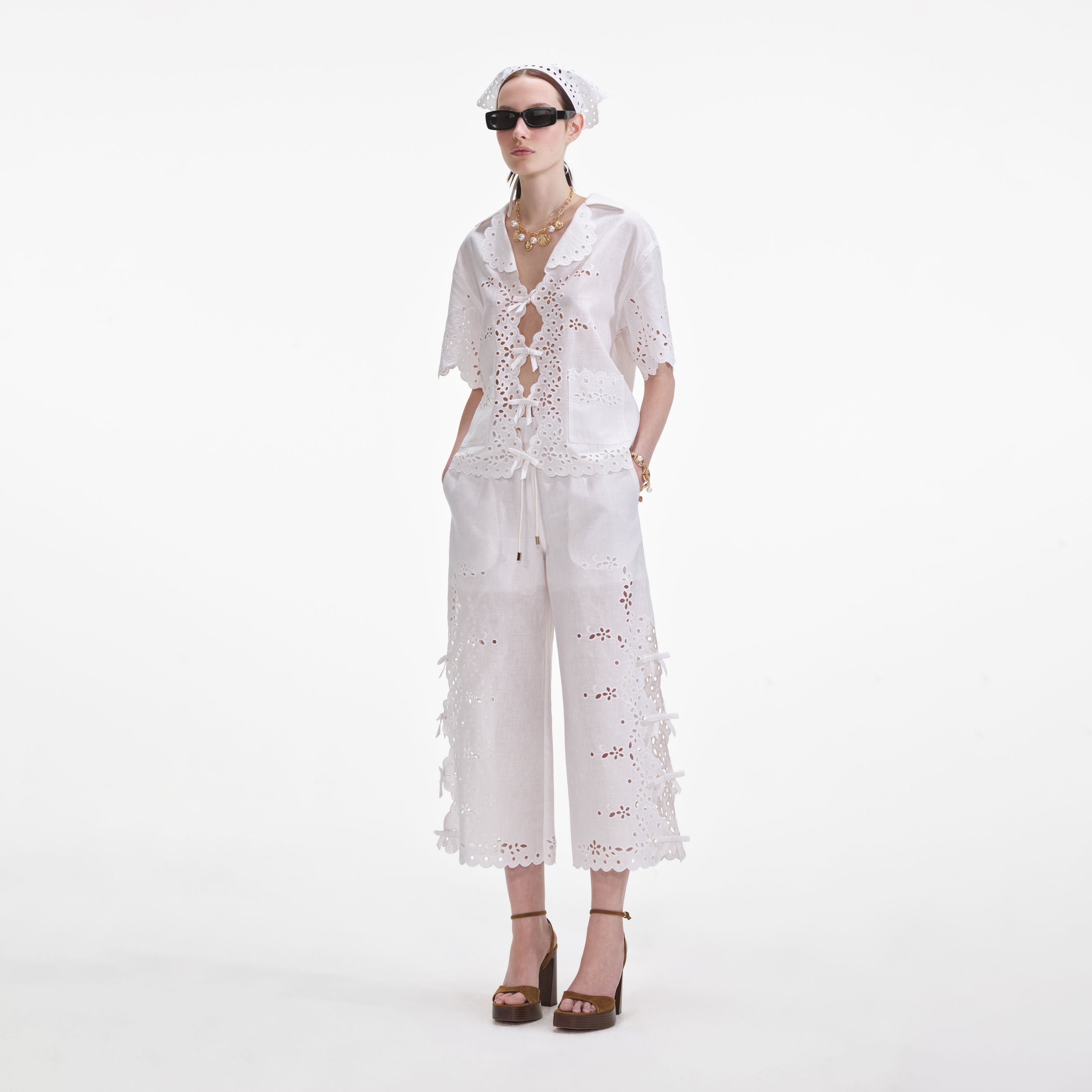 Cream Linen Embroidered Shirt