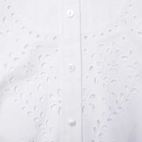 White Cotton Embroidered Shirt Dress