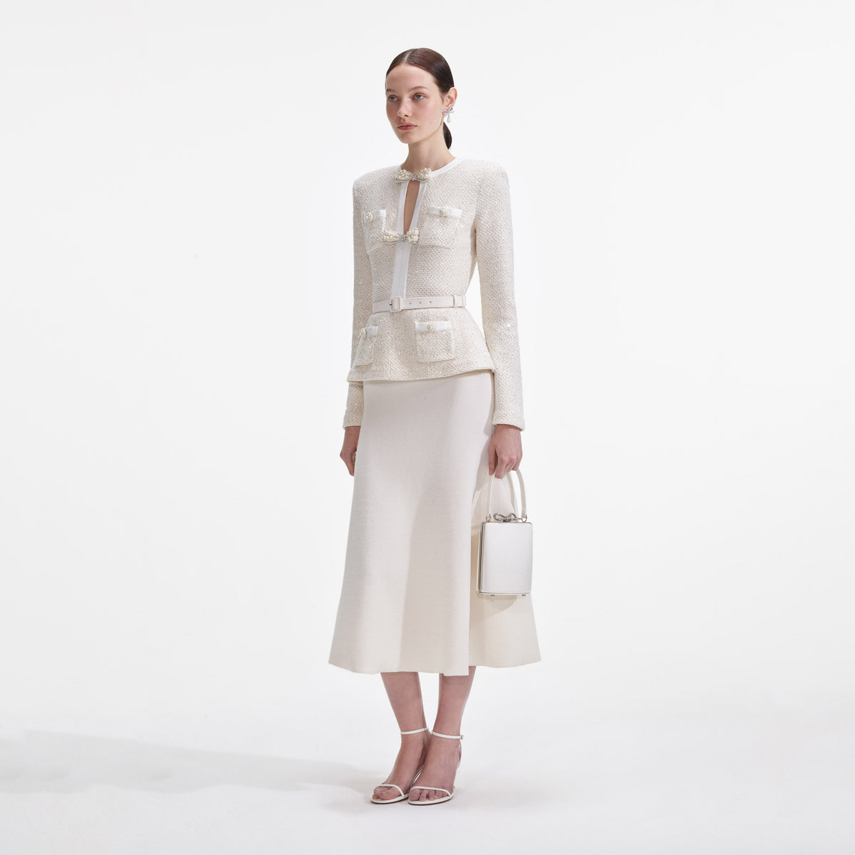 Cream Sequin Knit Tailored Midi Dress Self portrait US cream-sequin-knit-tailored-midi-dress-self-portrait-us