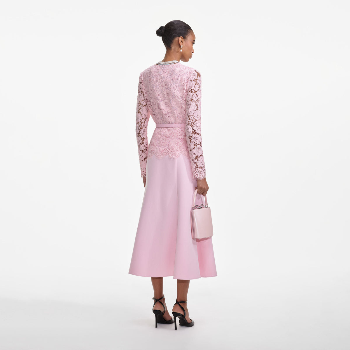 self-portrait - Pink Tailored Lace Midi Dress