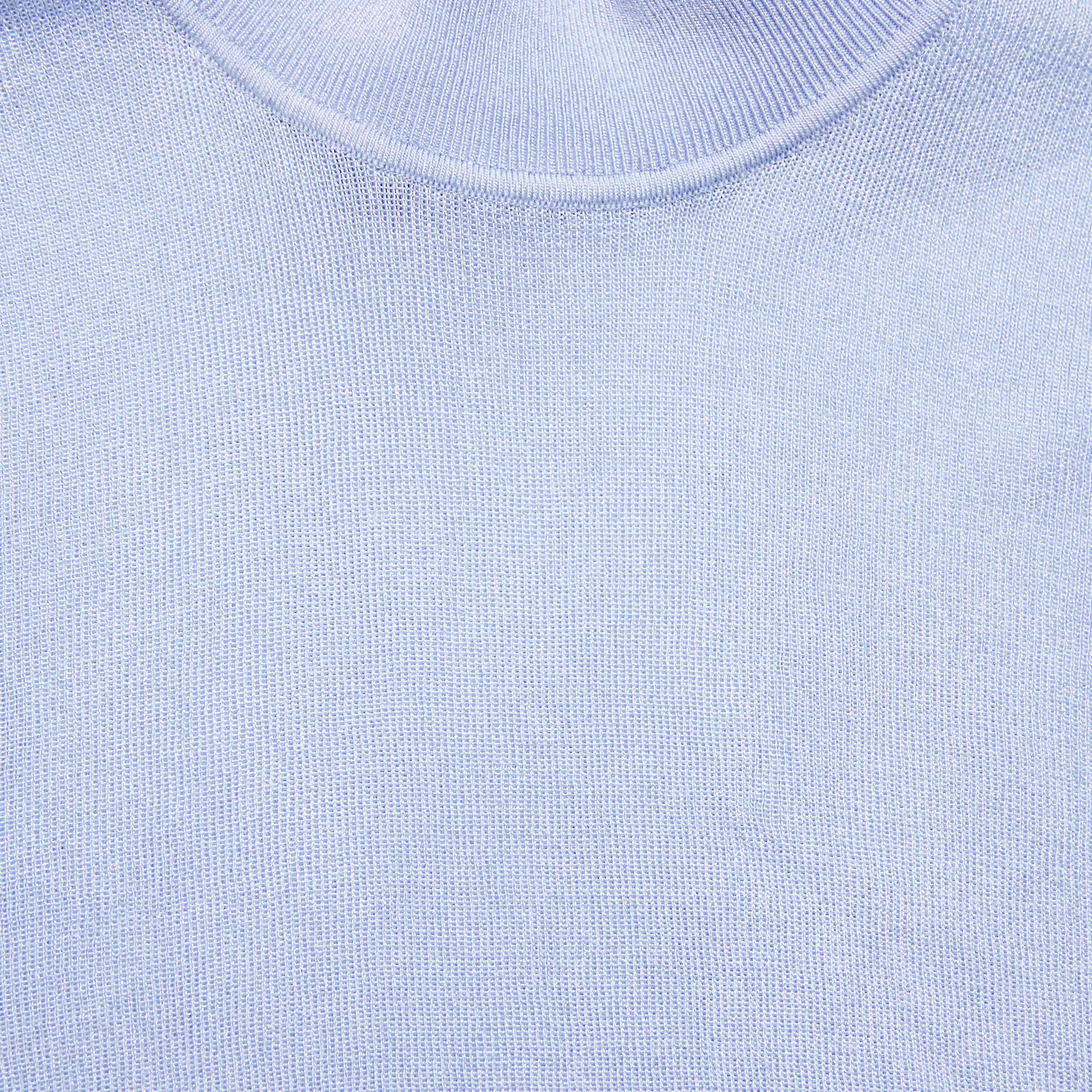 Blue Viscose Knit Short Sleeve Top