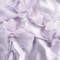 Lilac Flower Satin Maxi Dress