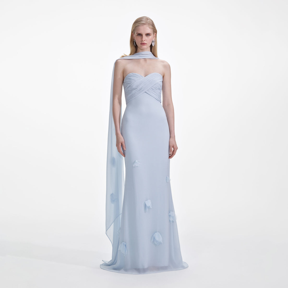 self-portrait - Blue Georgette Flower Maxi Dress - US 2 self-portrait - Blue Georgette Flower Maxi Dress - US 2
