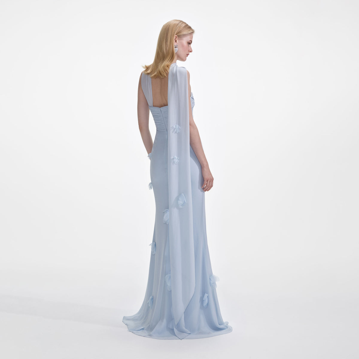 self-portrait - Blue Georgette Flower Maxi Dress - US 2 self-portrait - Blue Georgette Flower Maxi Dress - US 2