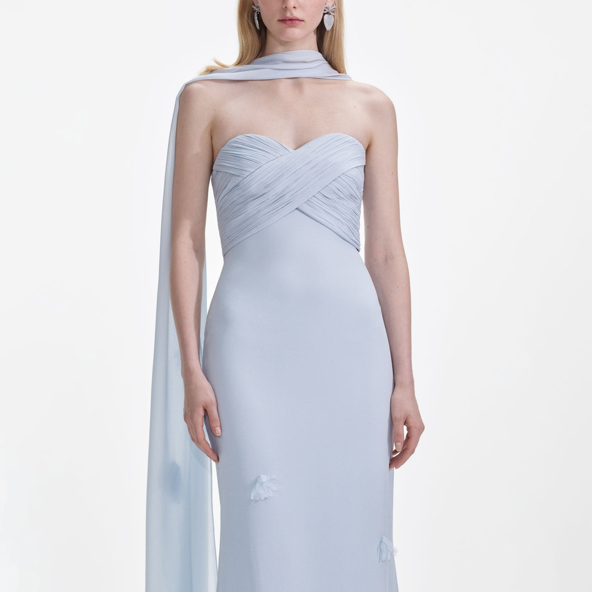 Blue Georgette Flower Maxi Dress – self-portrait-US