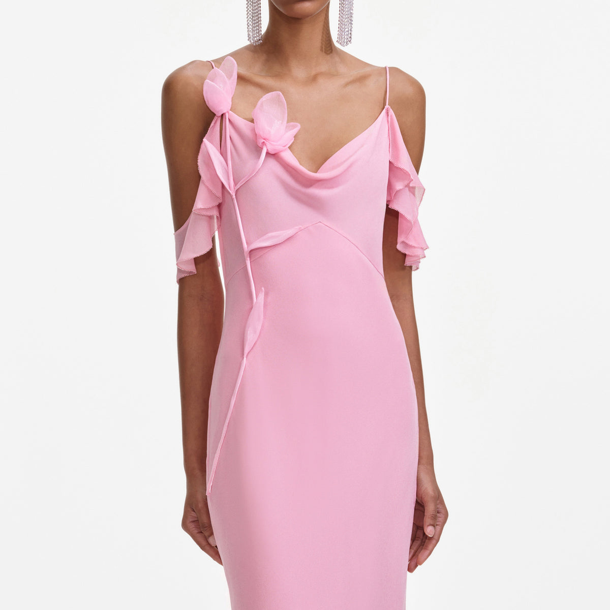 Pink Georgette Flower Maxi Dress – self-portrait-US