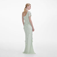 Mint Georgette Flower Maxi Dress