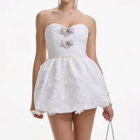 White Organza Bow Mini Dress