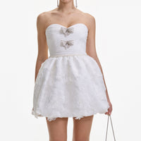 White Organza Bow Mini Dress