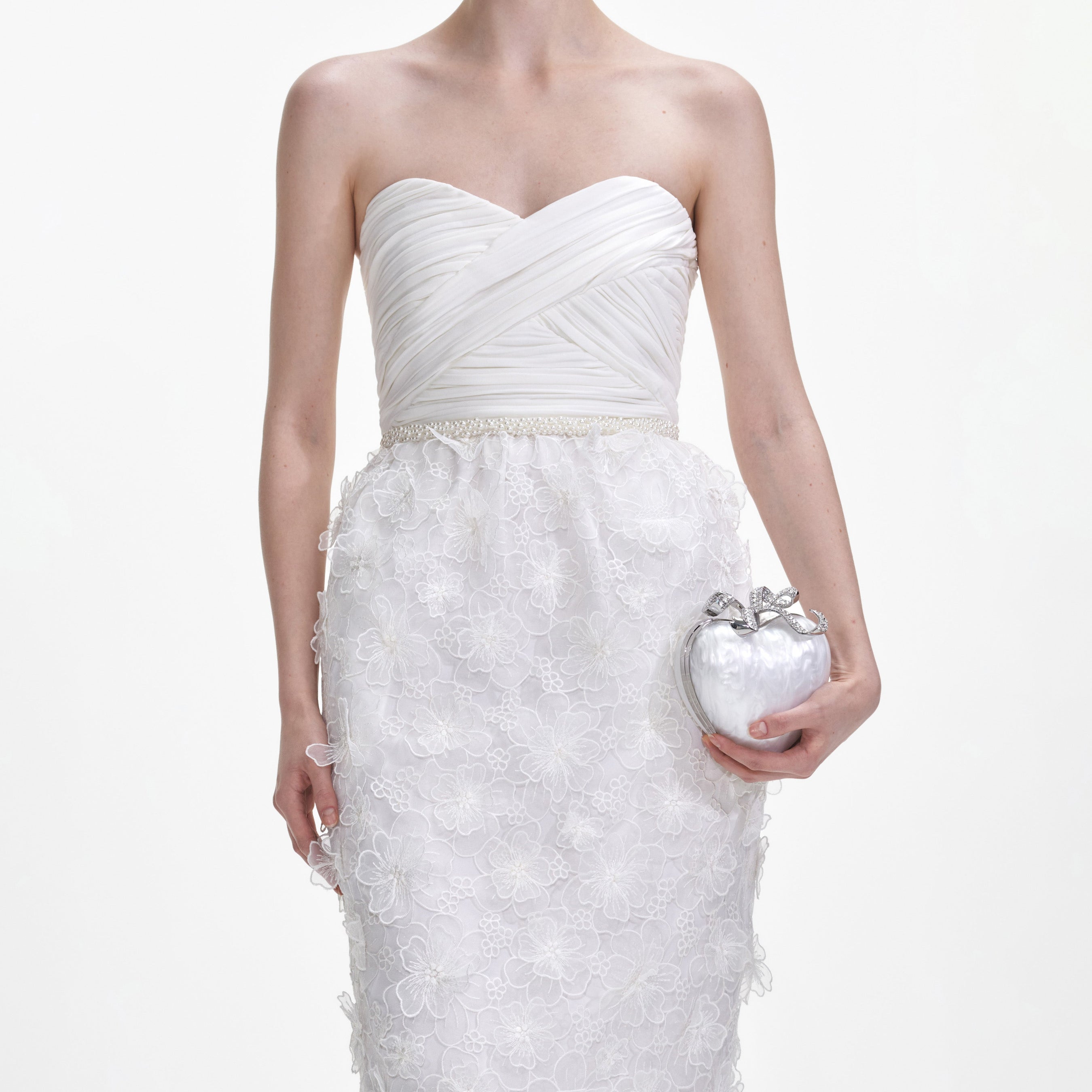 White Organza Bandeau Midi Dress