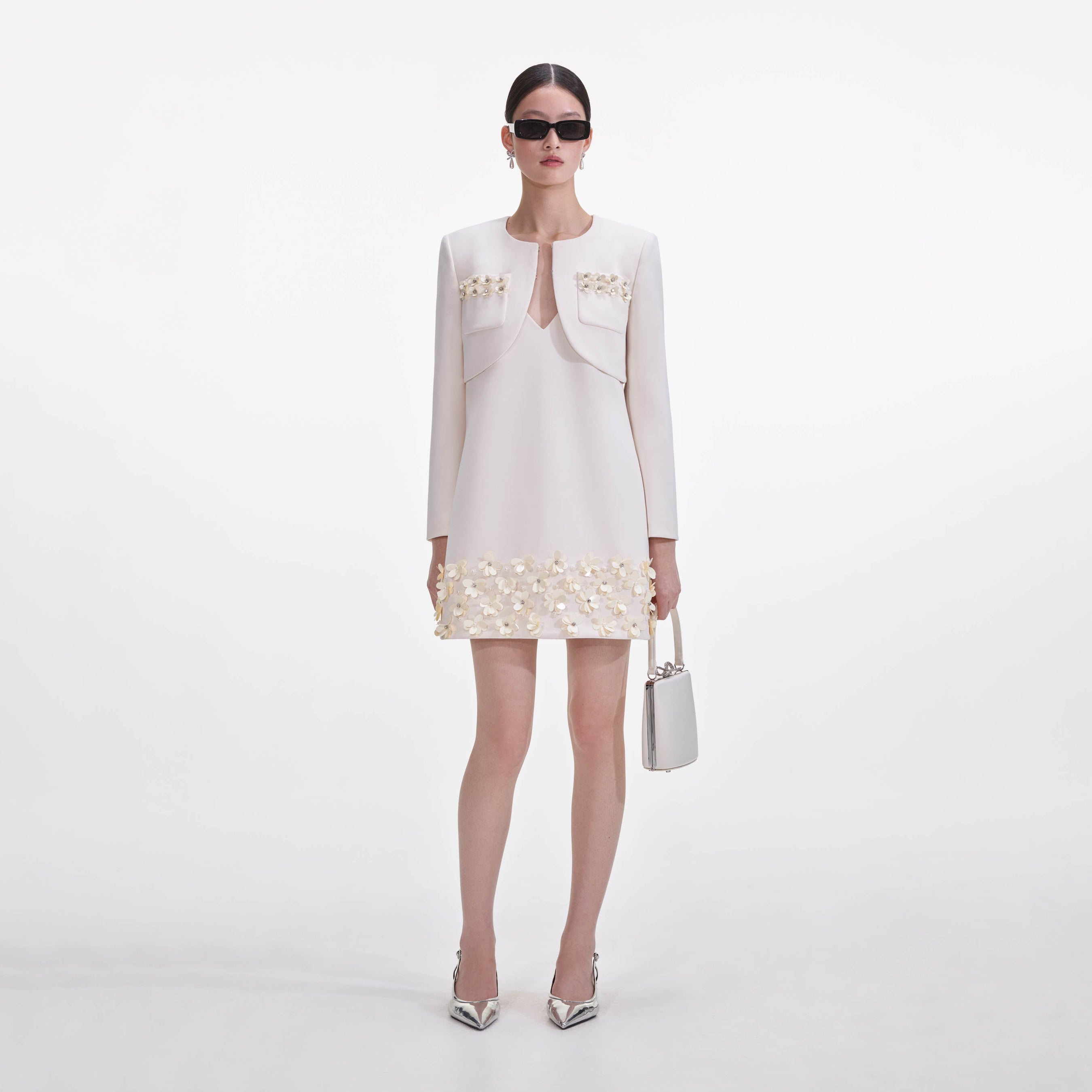 Cream Crepe 3D Sequin Jacket