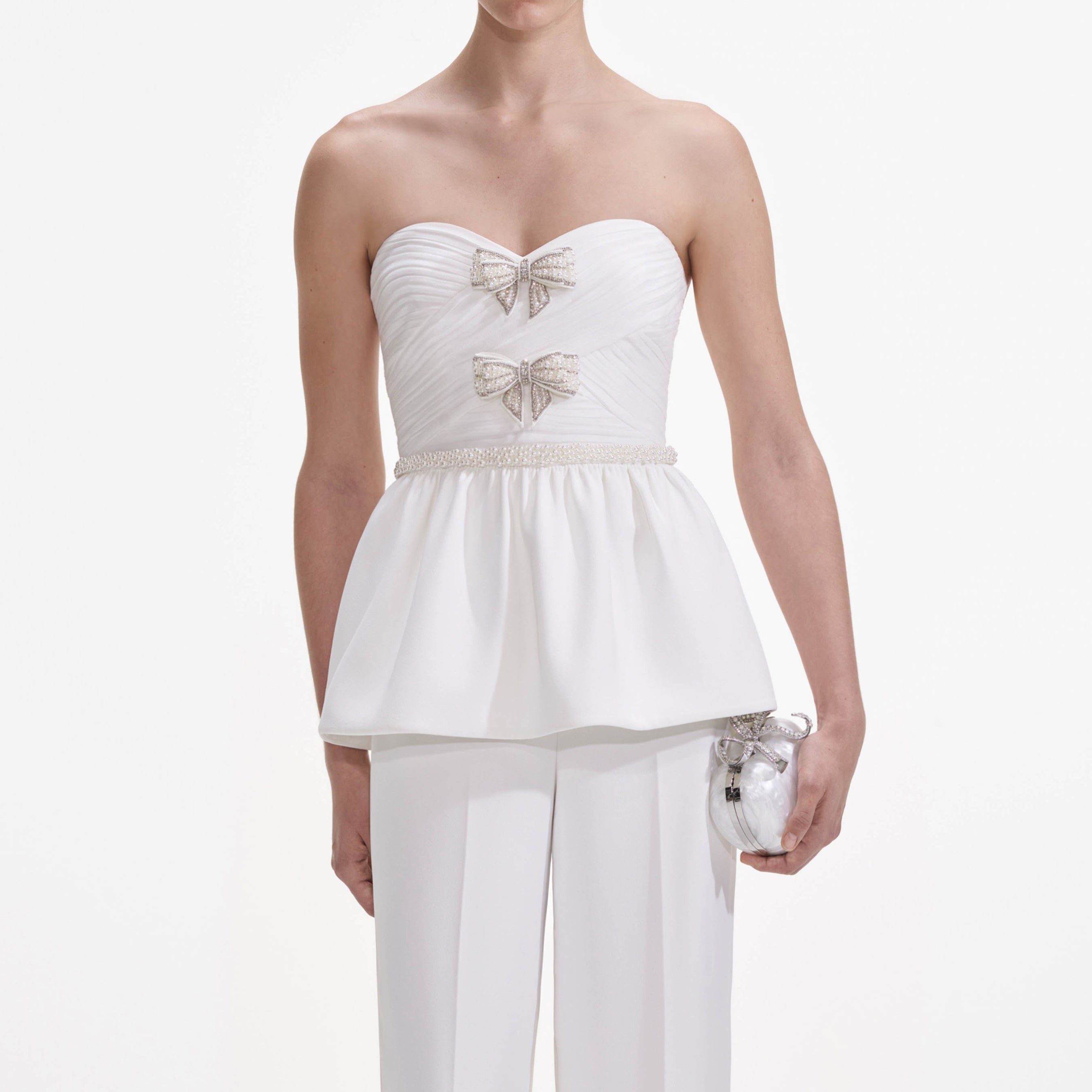 White Organza Bow Jumpsuit