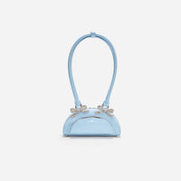 Blue Leather Curved Mini Shoulder Bag