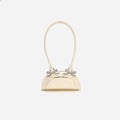 Cream Leather Curved Mini Shoulder Bag