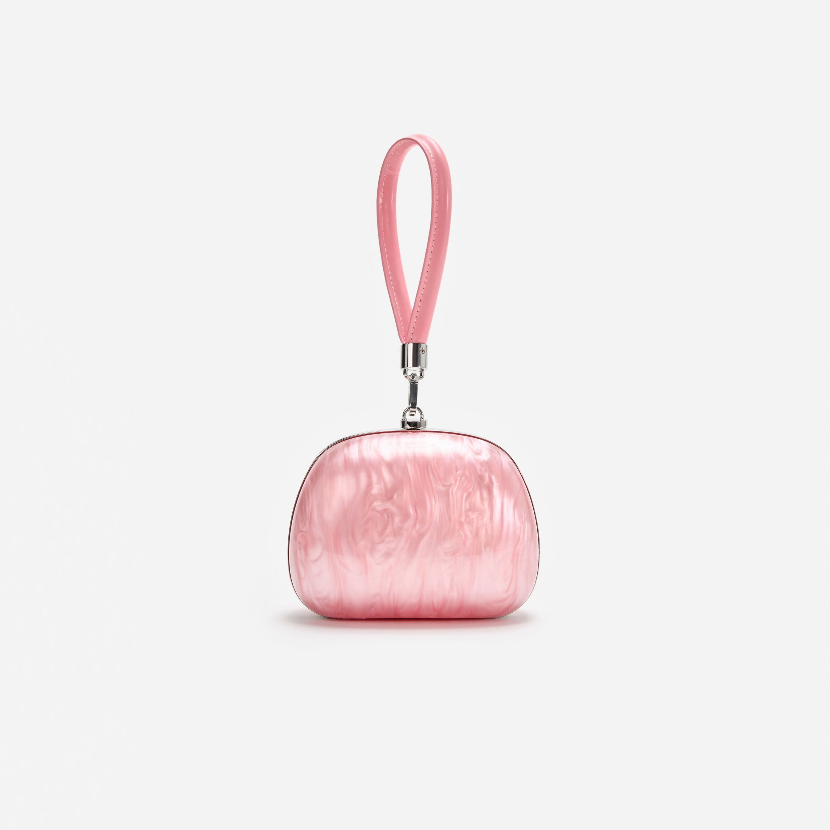 Pink Pearl Top Handle Clutch Bag