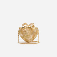 Gold Crystal Heart Clutch