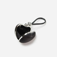 Black Satin Top Handle Heart Clutch