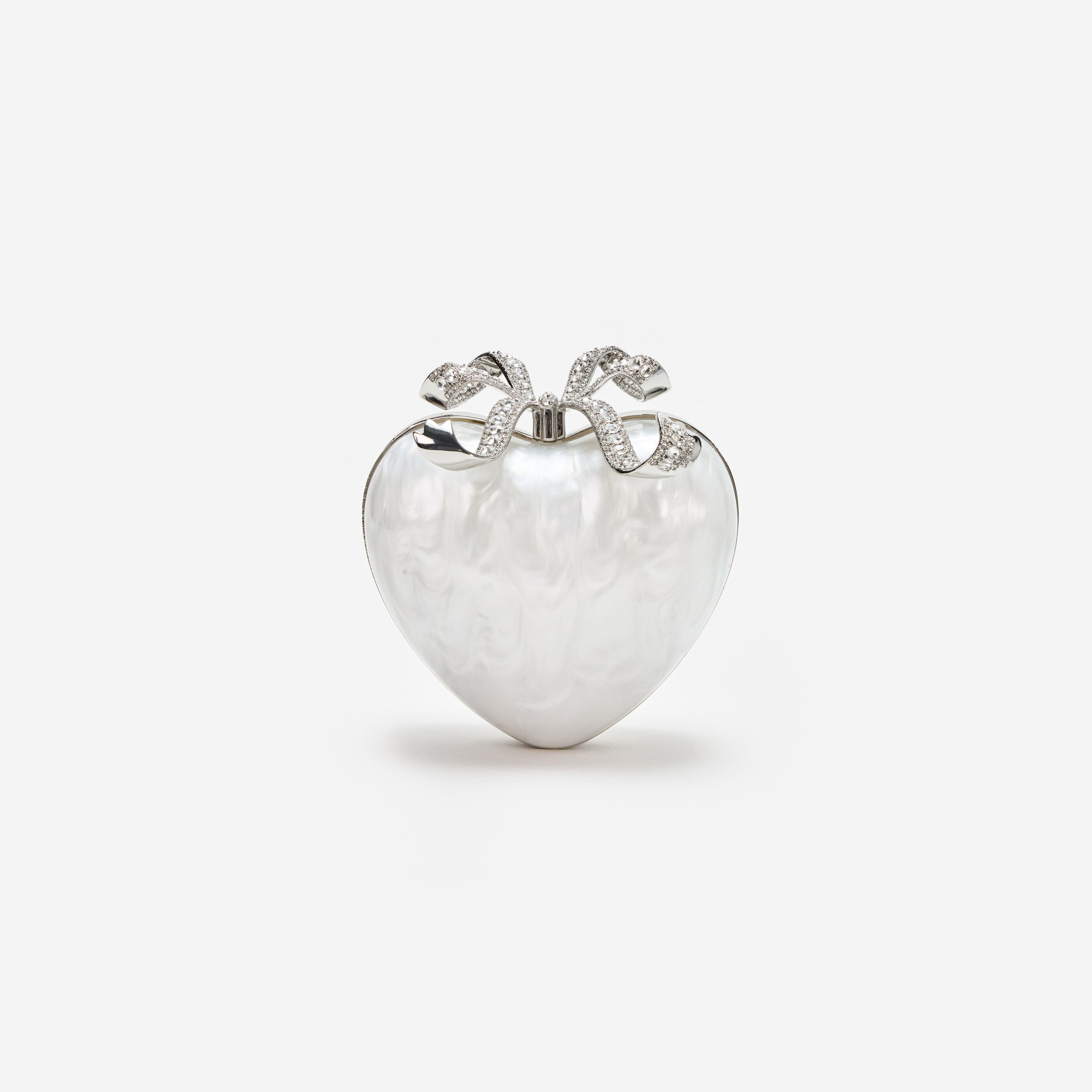 Pearl Top Handle Heart Clutch