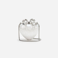 Pearl Top Handle Heart Clutch