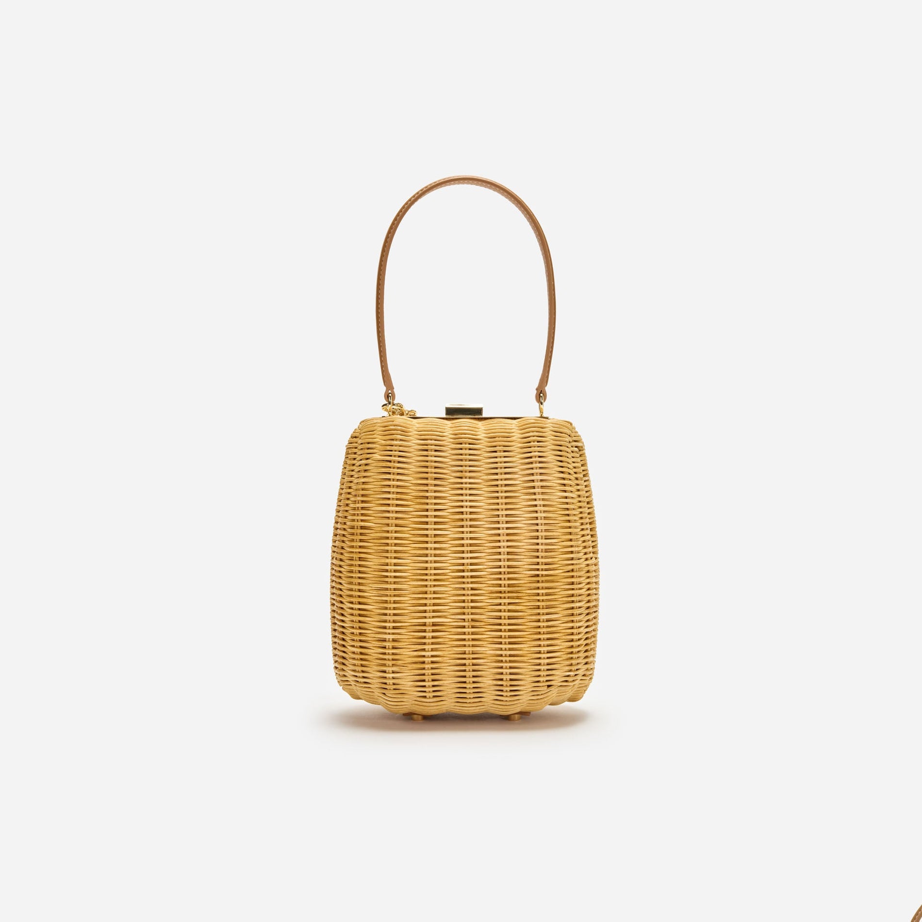 A photo of the Brown Rattan Bag With Keychain