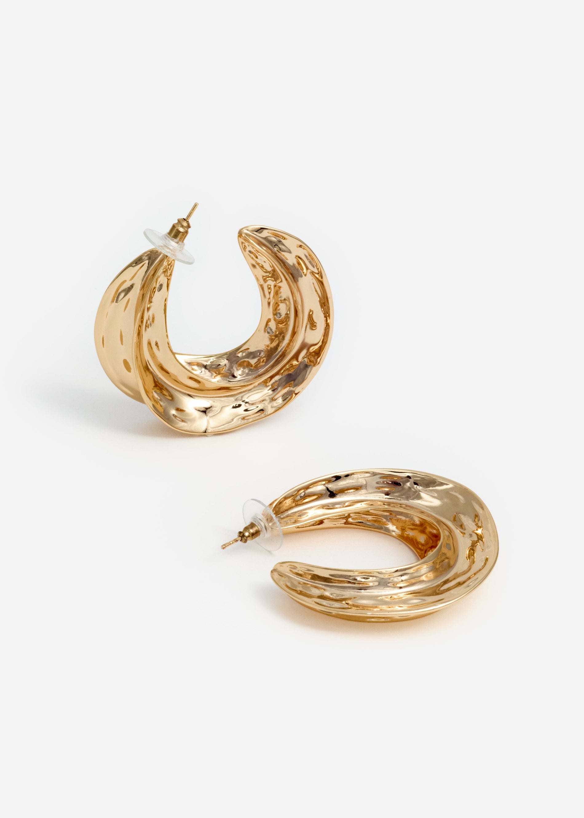 A photo of the Gold Sculpted Hoop Earrings