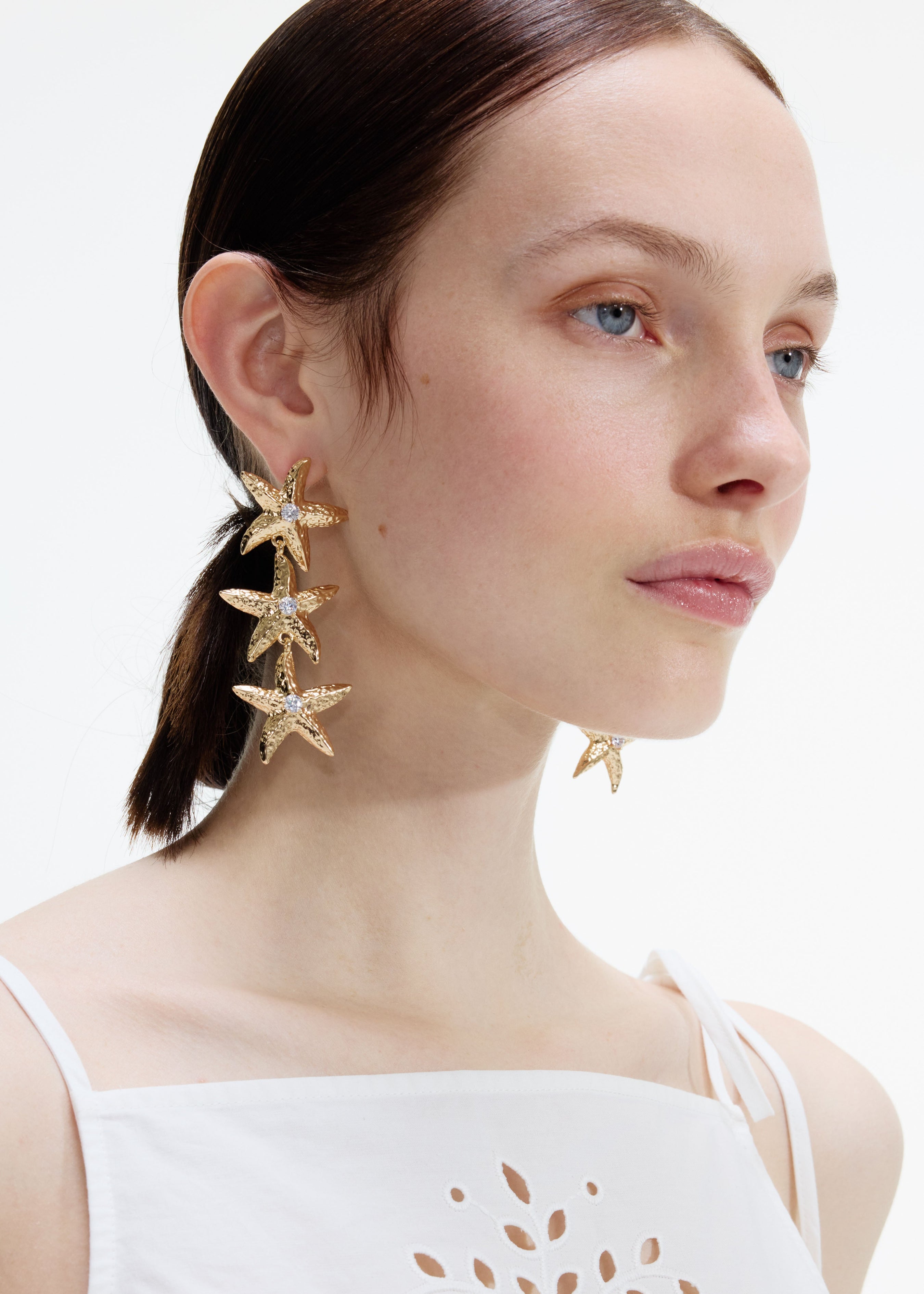 Mottled Gold Sea Star Earrings