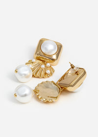 Gold Pearl Shell Earrings