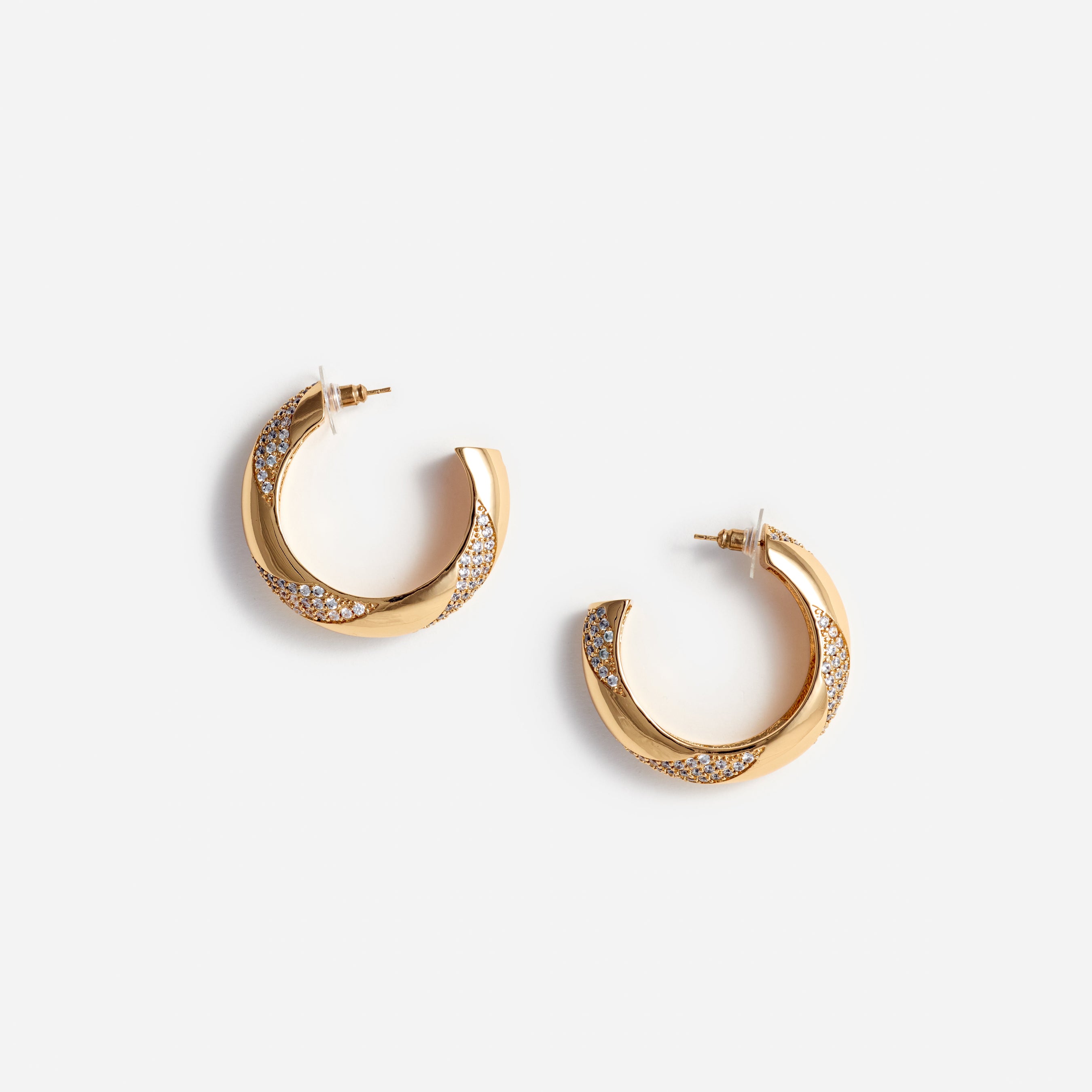 Gold And Crystal Hoop Earrings