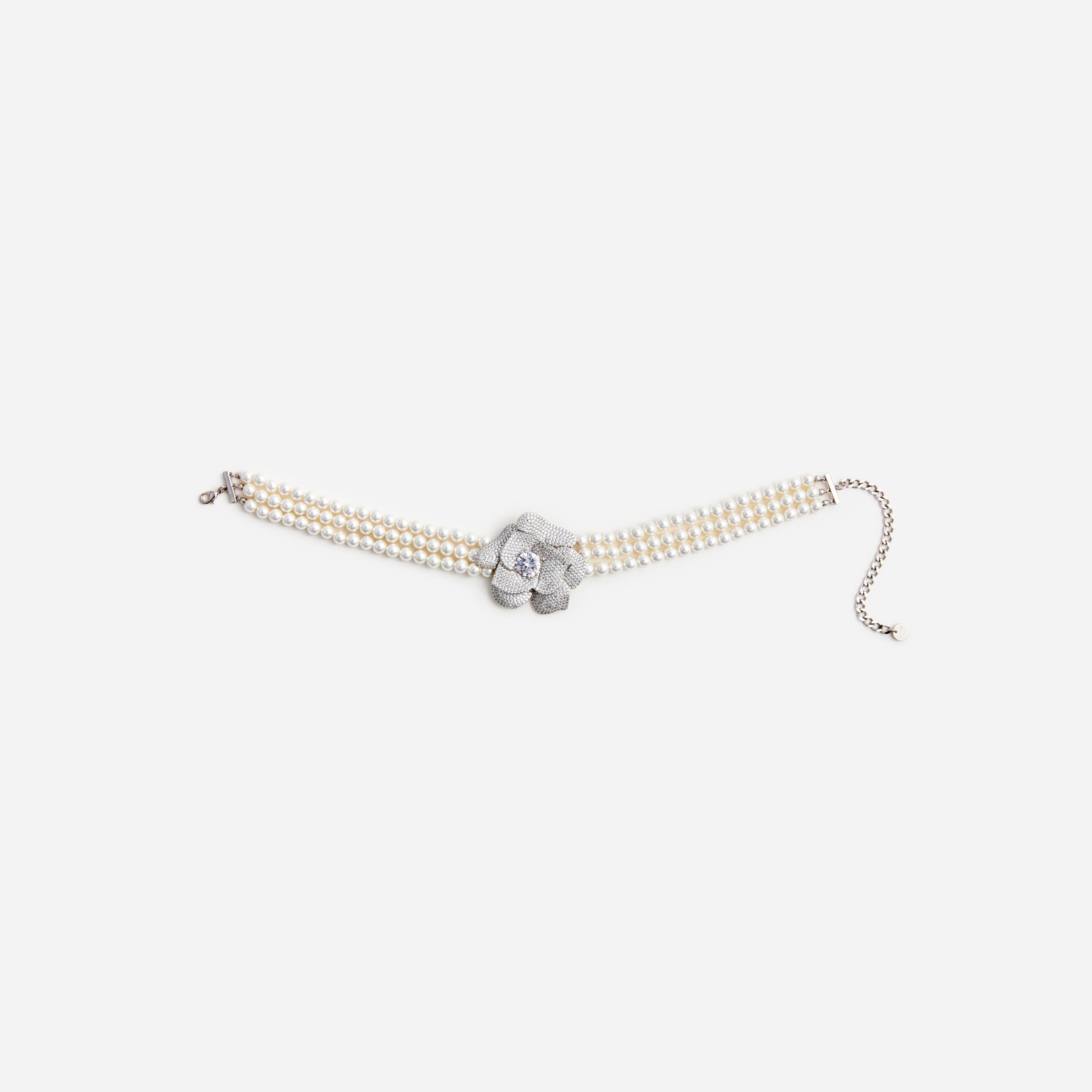 Crystal Flower Pearl Choker