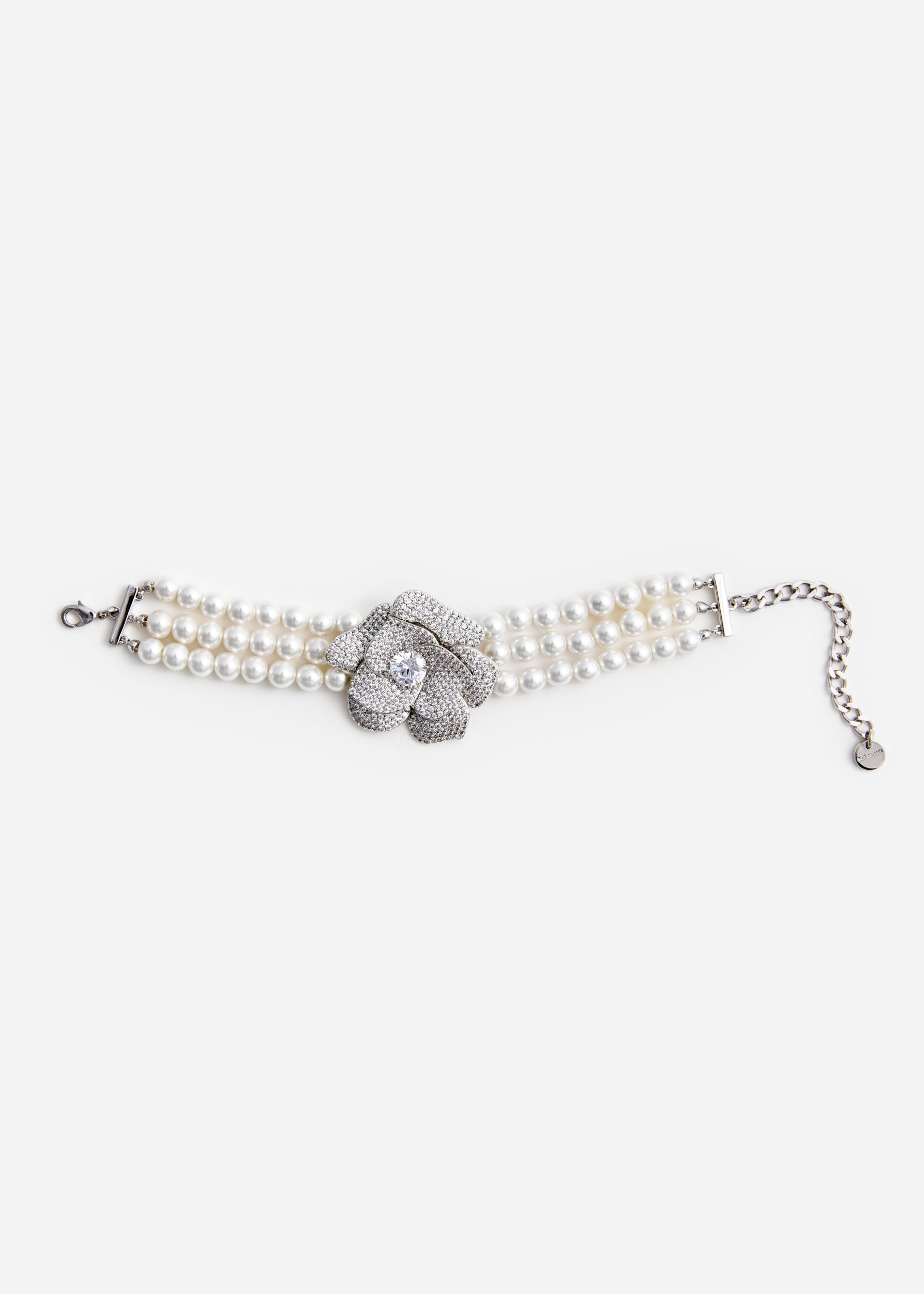 Crystal Flower Pearl Bracelet