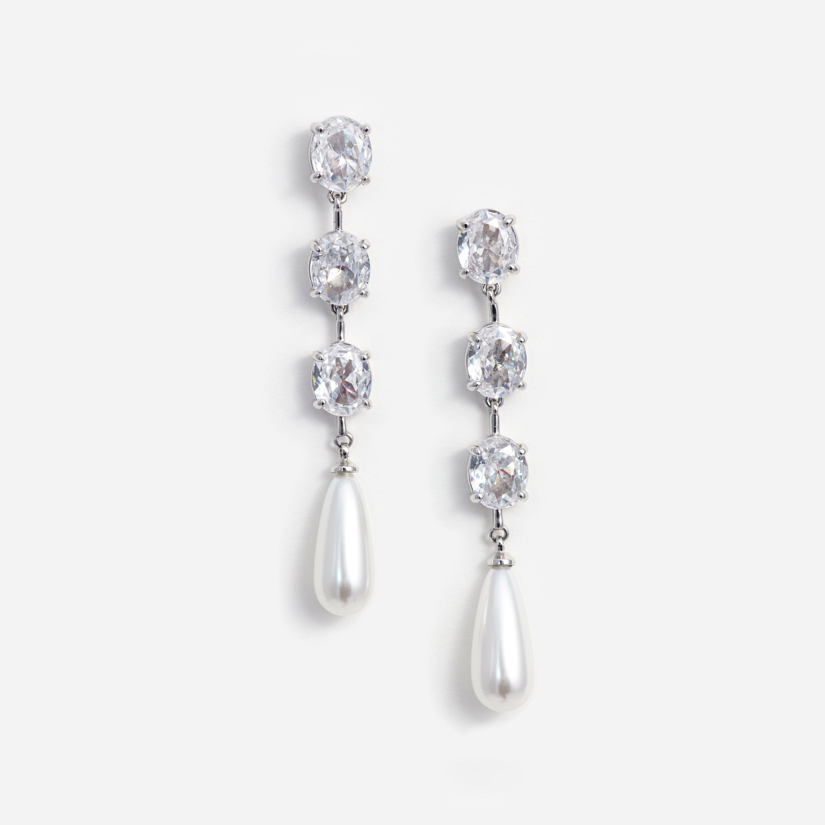 Tiered Crystal Pearl Droplet Earrings