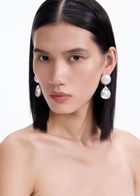 Bow Pearl Crystal Droplet Earrings