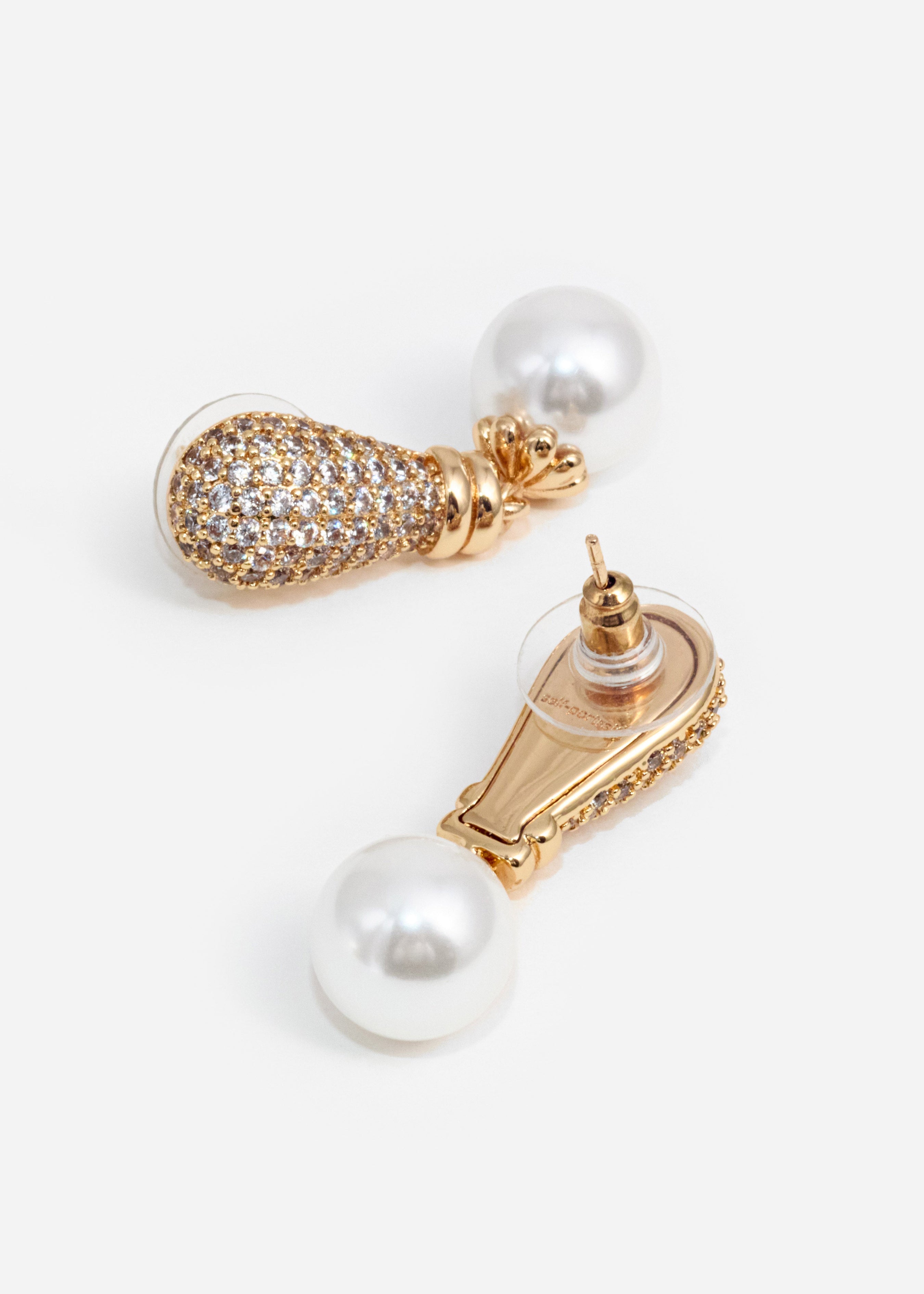 Gold Crystal Pearl Earrings