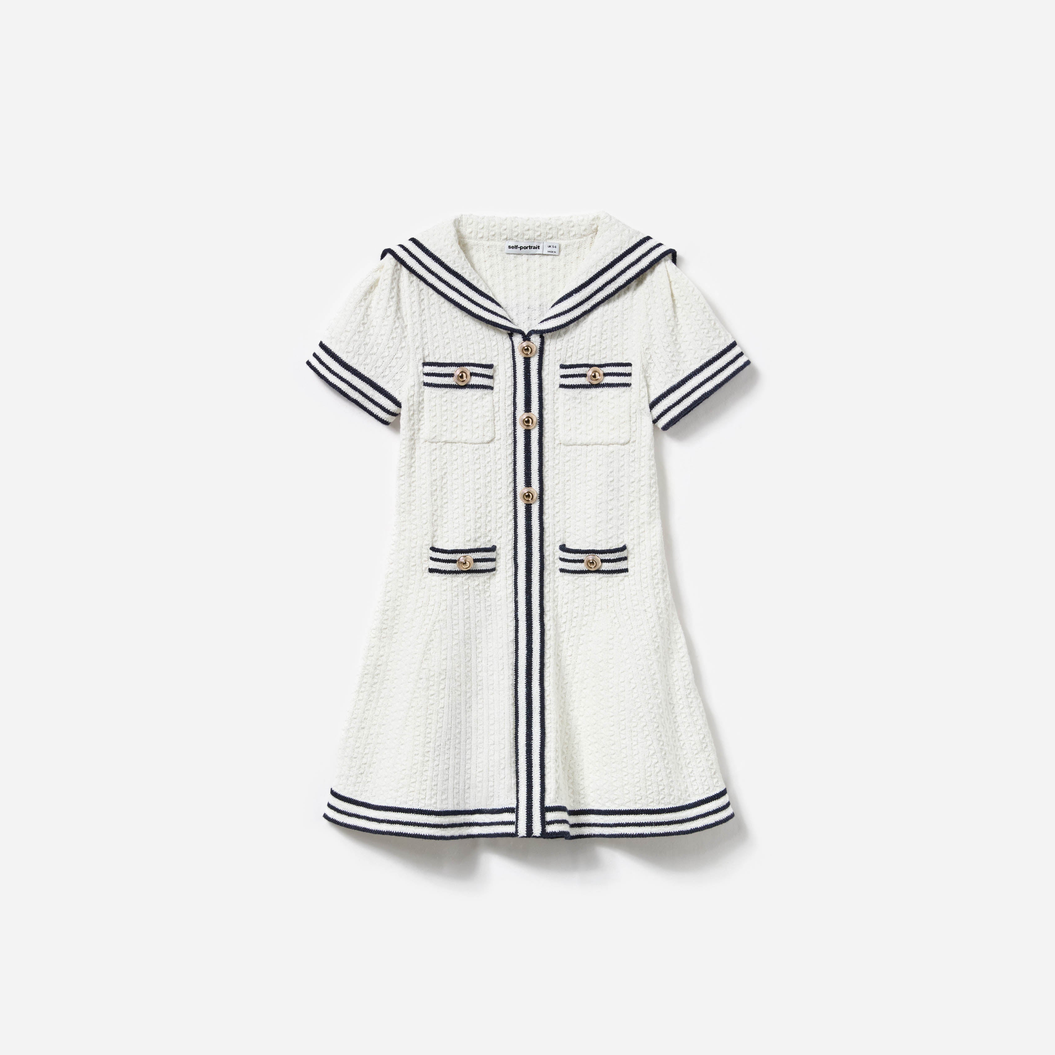 Cream Textured Knit Dress – self-portrait-US