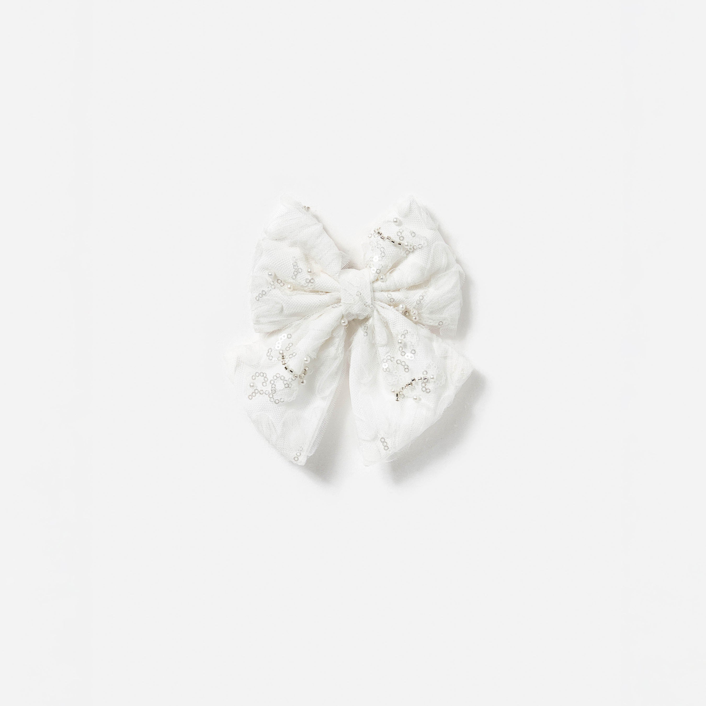 Cream Tulle Hair Bow