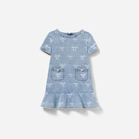 Light Blue Bow Denim Dress