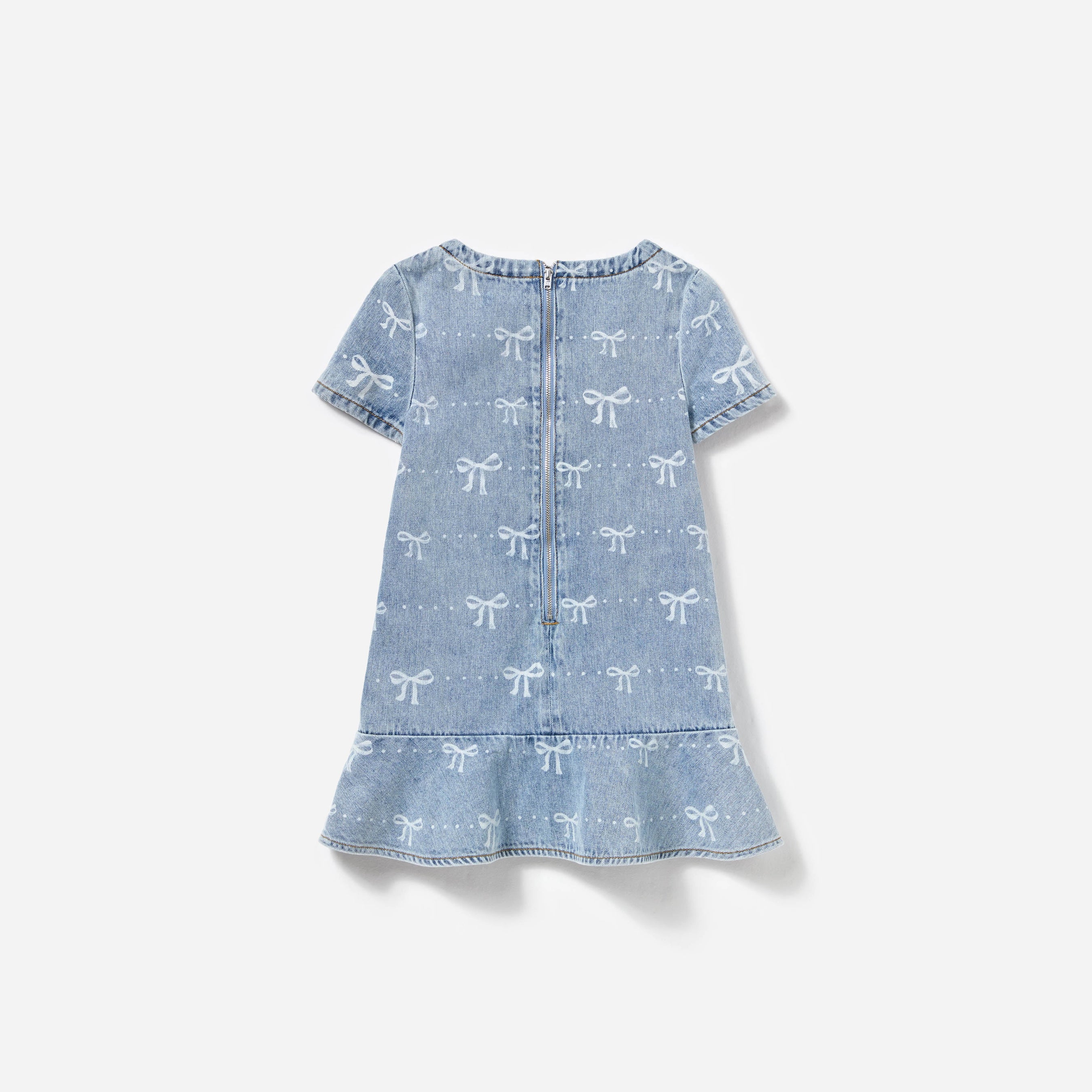 Light Blue Bow Denim Dress