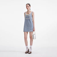 Light Blue Denim Bow Mini Dress