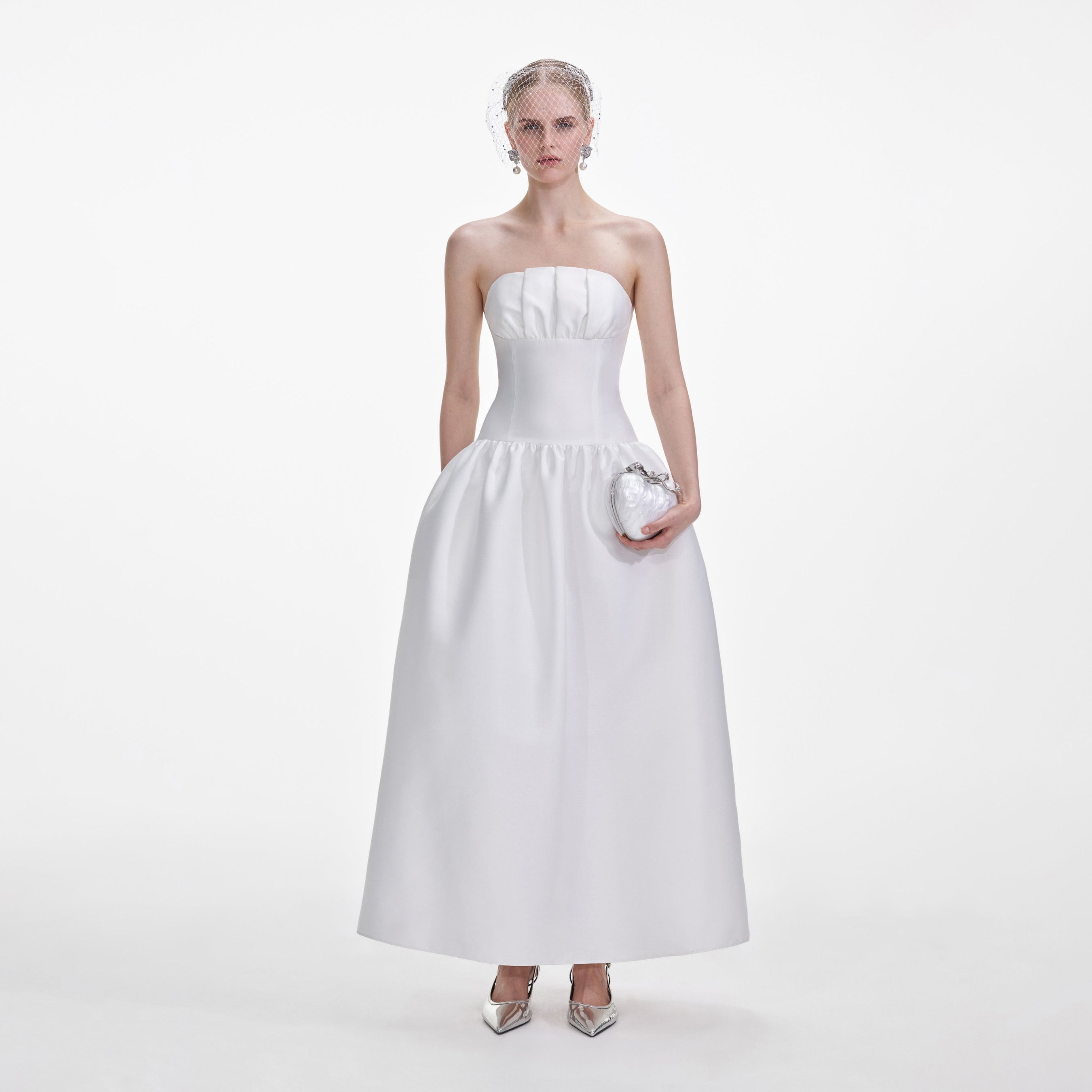 White Taffeta Maxi Dress