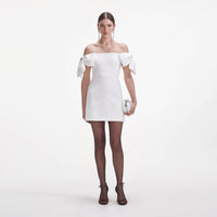 White Crepe Bow Mini Dress