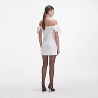 White Crepe Bow Mini Dress