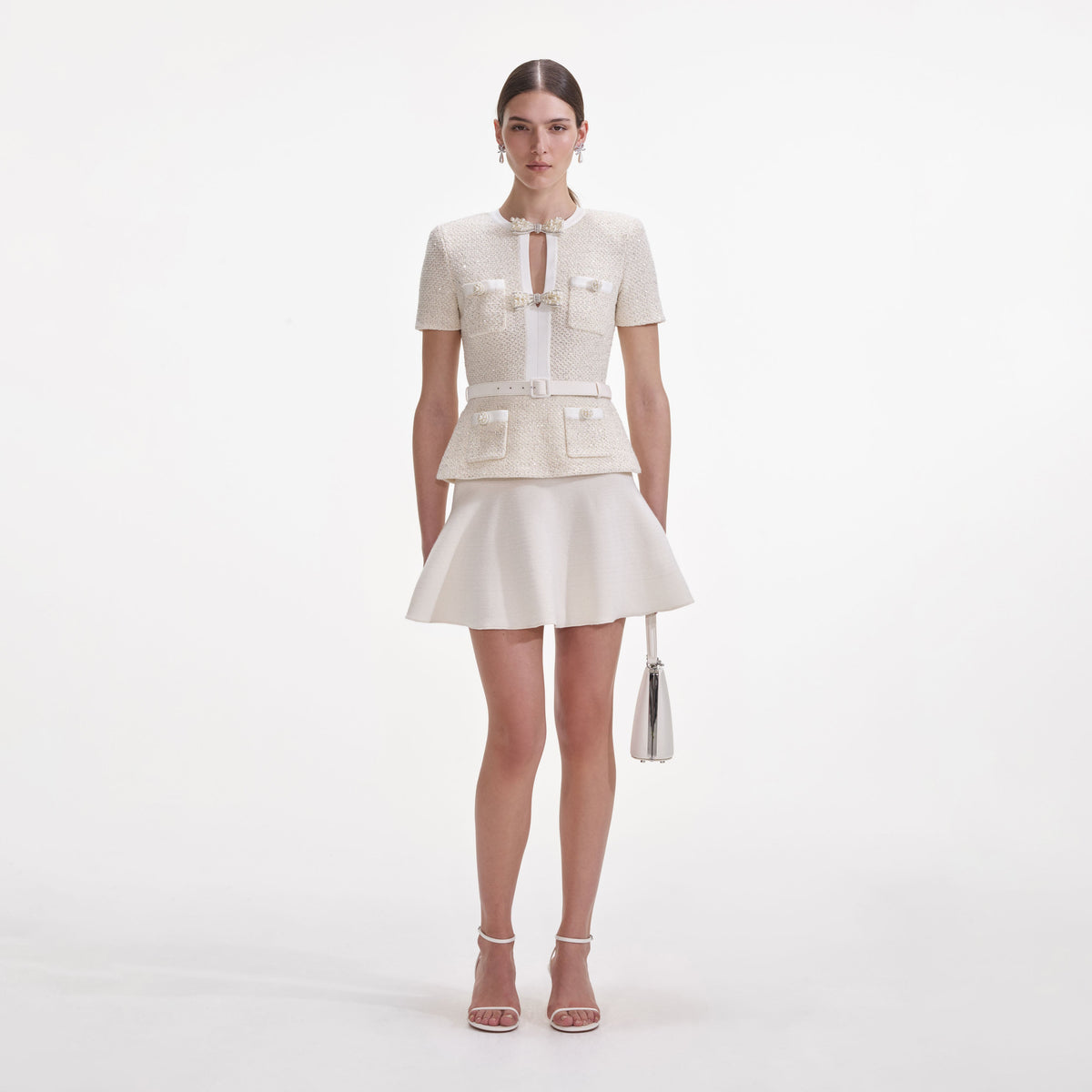 self portrait cream soft knit mini dress Cream Sequin Knit Mini Dress – self-portrait-US