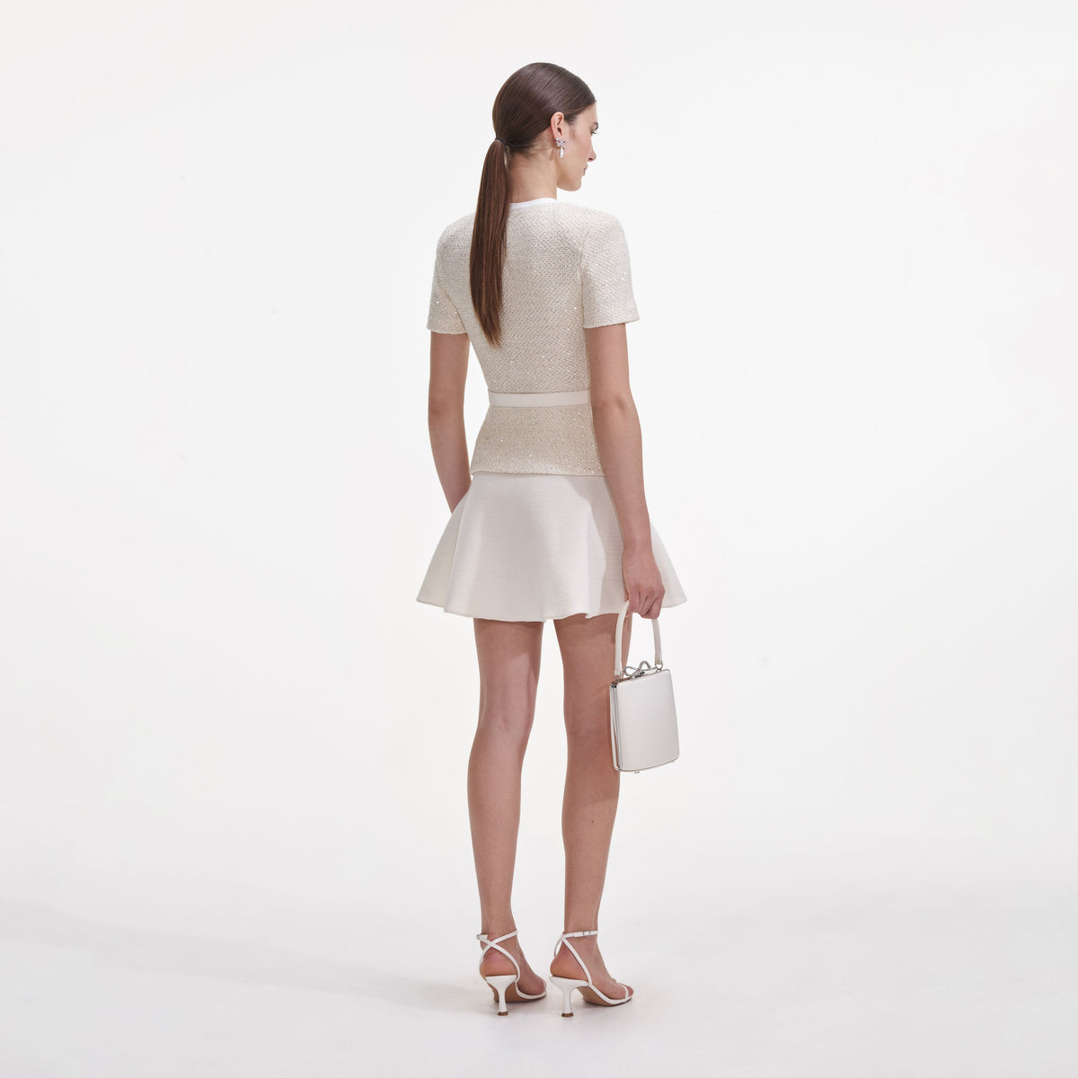 Cream Sequin Knit Mini Dress self-portrait-US Cream Sequin Knit Mini Dress self-portrait-US