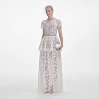 White Lace Tiered Maxi Dress